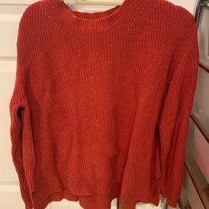 CrewNeck Sweater 100% Cotton Shaker Stitch Orange Women's Large - Goodthreads